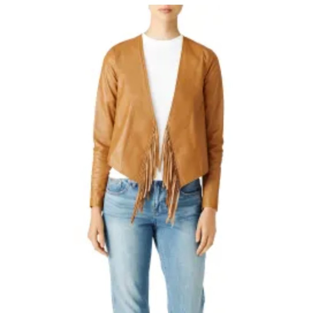 NEW Without Tags- Derek Lam 10 Crosby Lamb Leather Jacket with Fringe